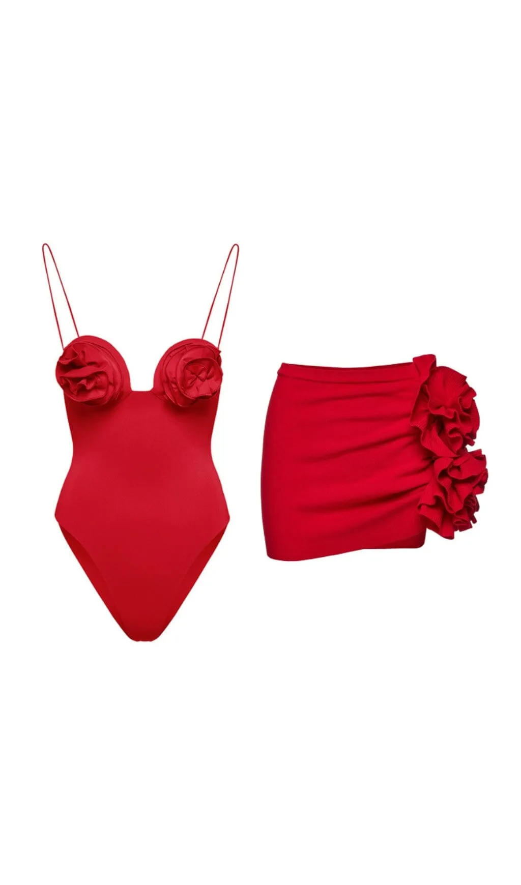 3D FLOWER ONE PIECE SWIMSUIT AND SKIRT Gloria Lanvin