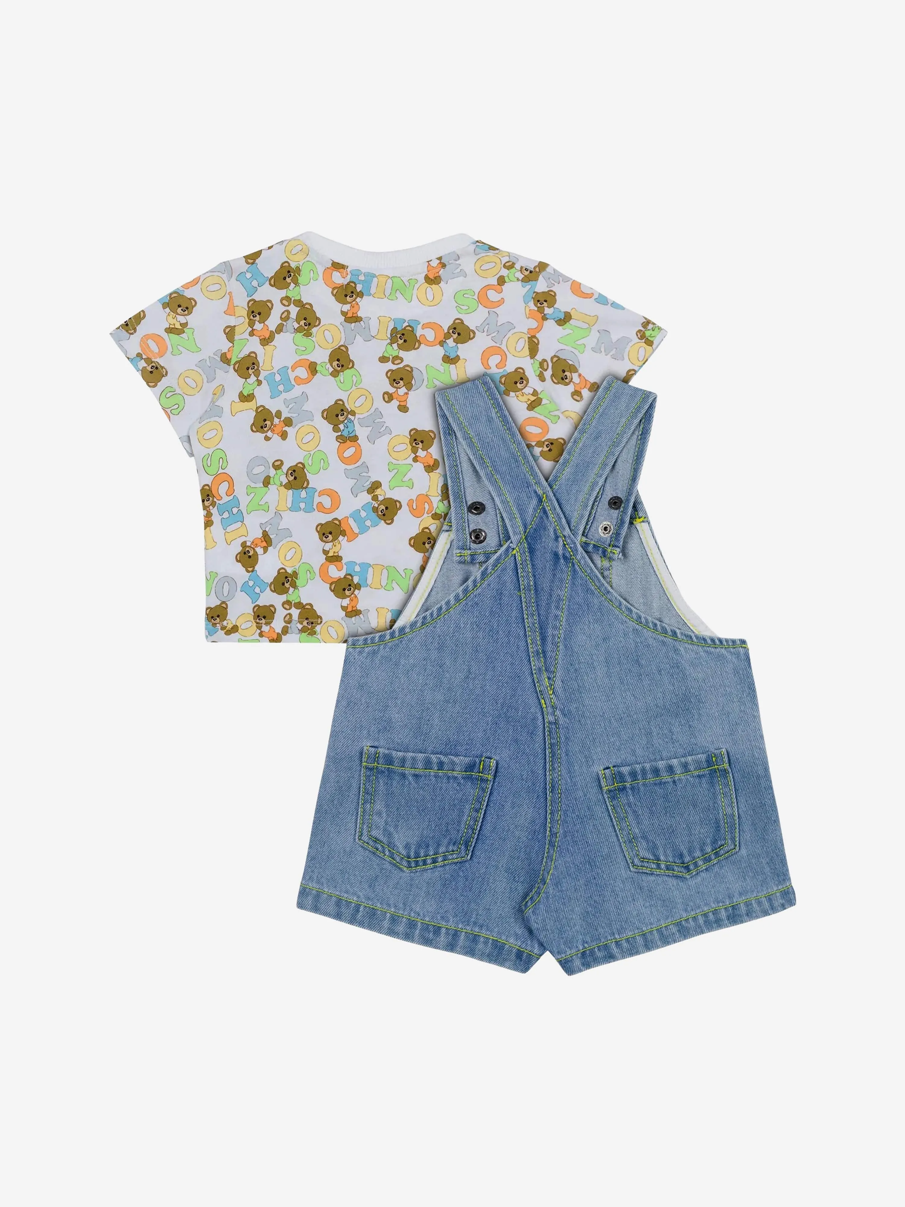 Baby Boys Teddy Bear Dungaree Set in Blue
