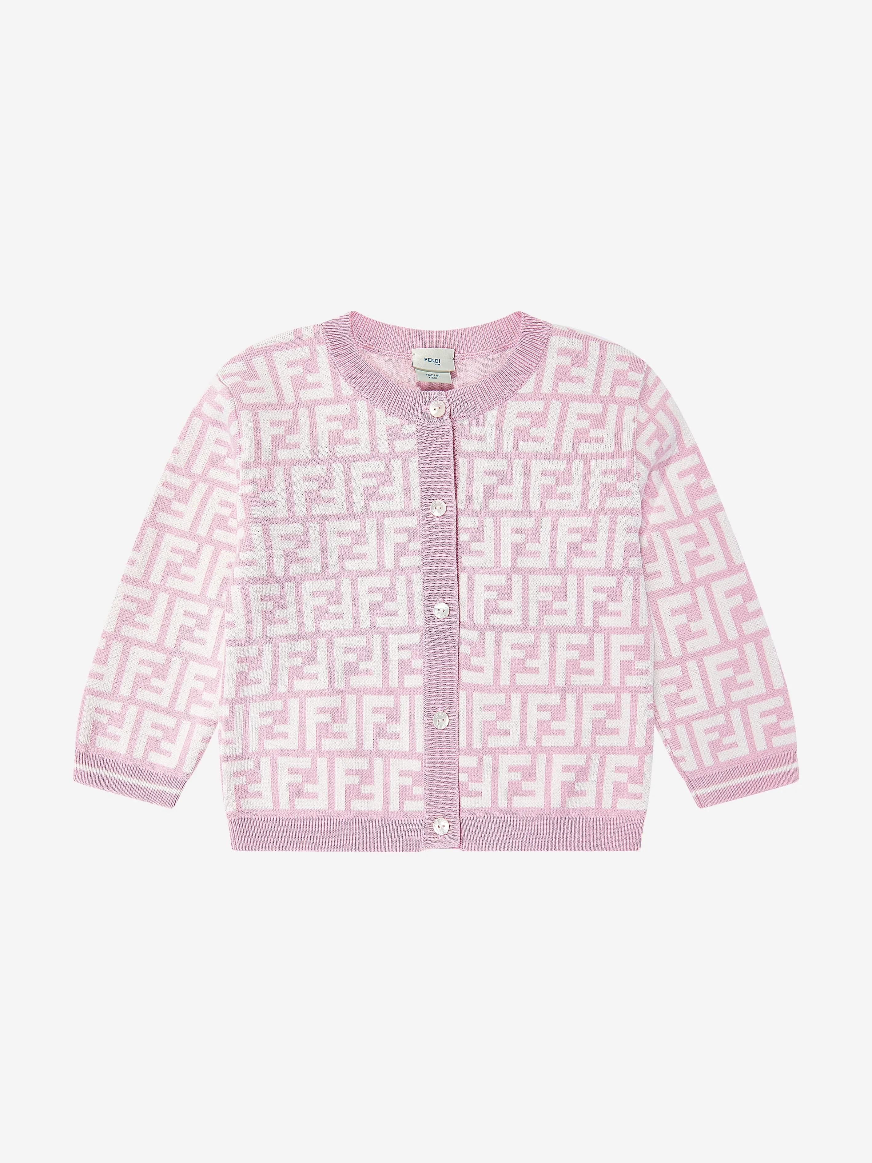 Baby Girls FF Logo Knitted Cardigan in Pink