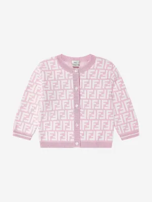 Baby Girls FF Logo Knitted Cardigan in Pink