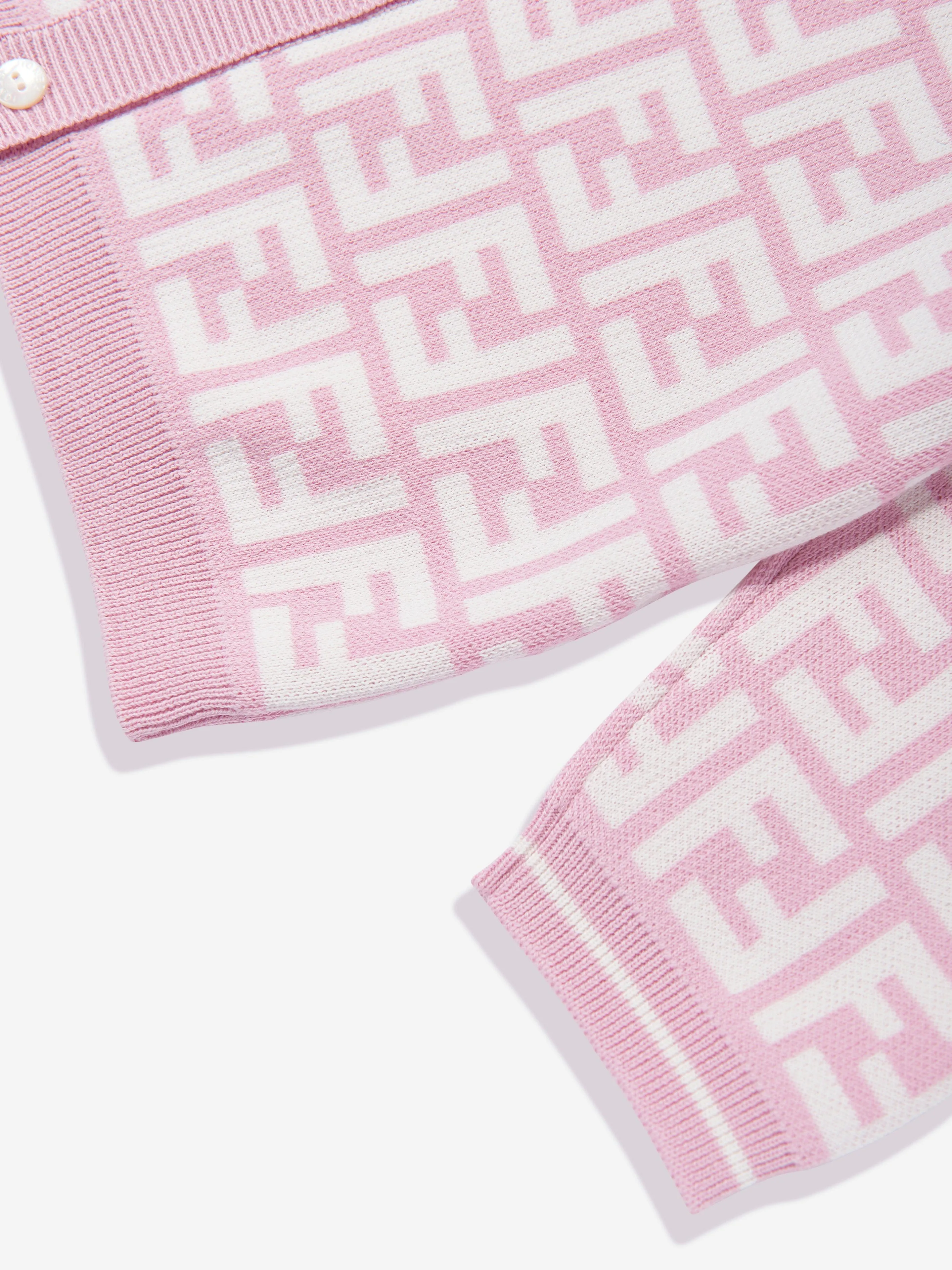 Baby Girls FF Logo Knitted Cardigan in Pink