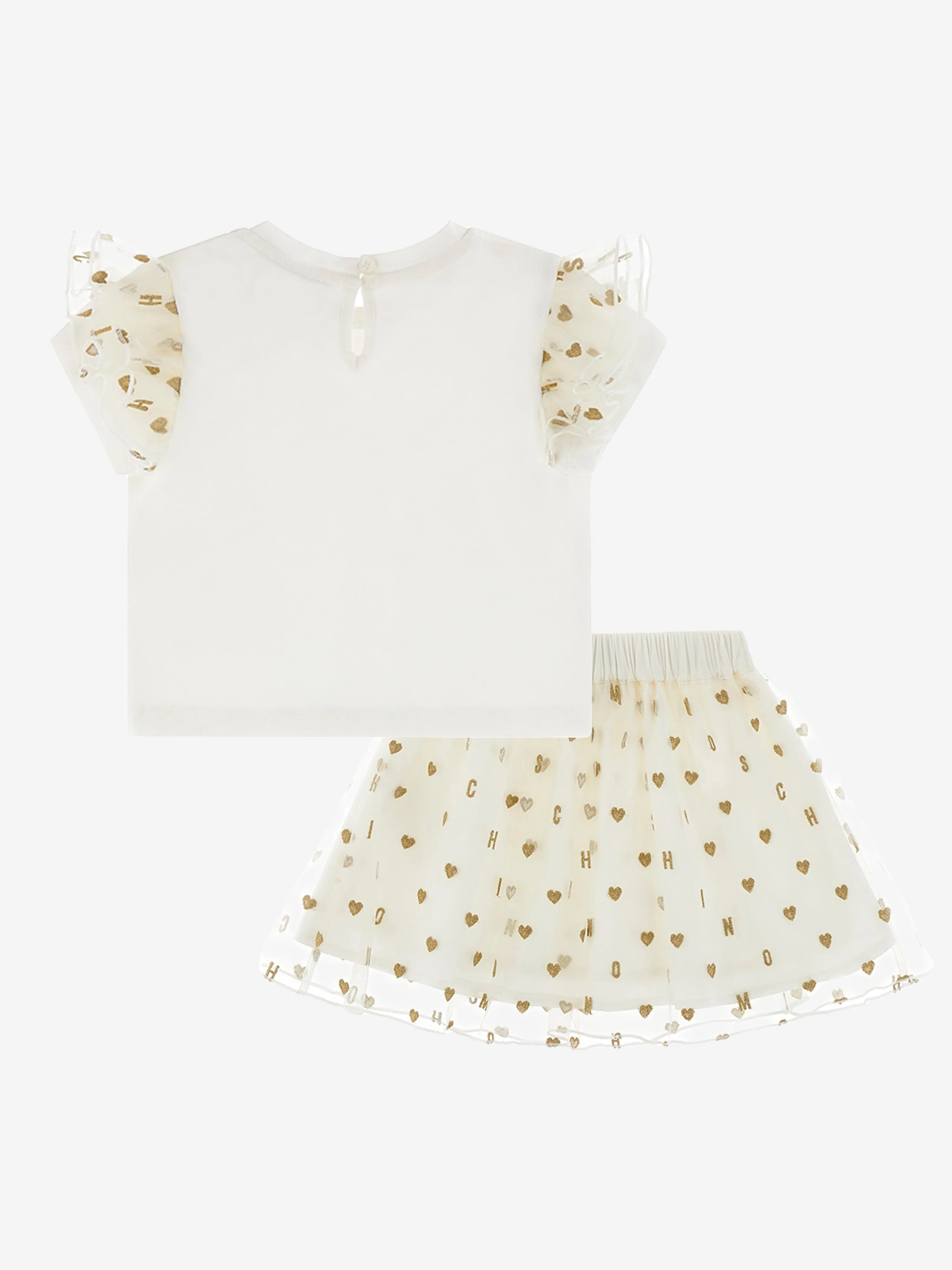 Baby Girls Hearts Skirt Set in Ivory