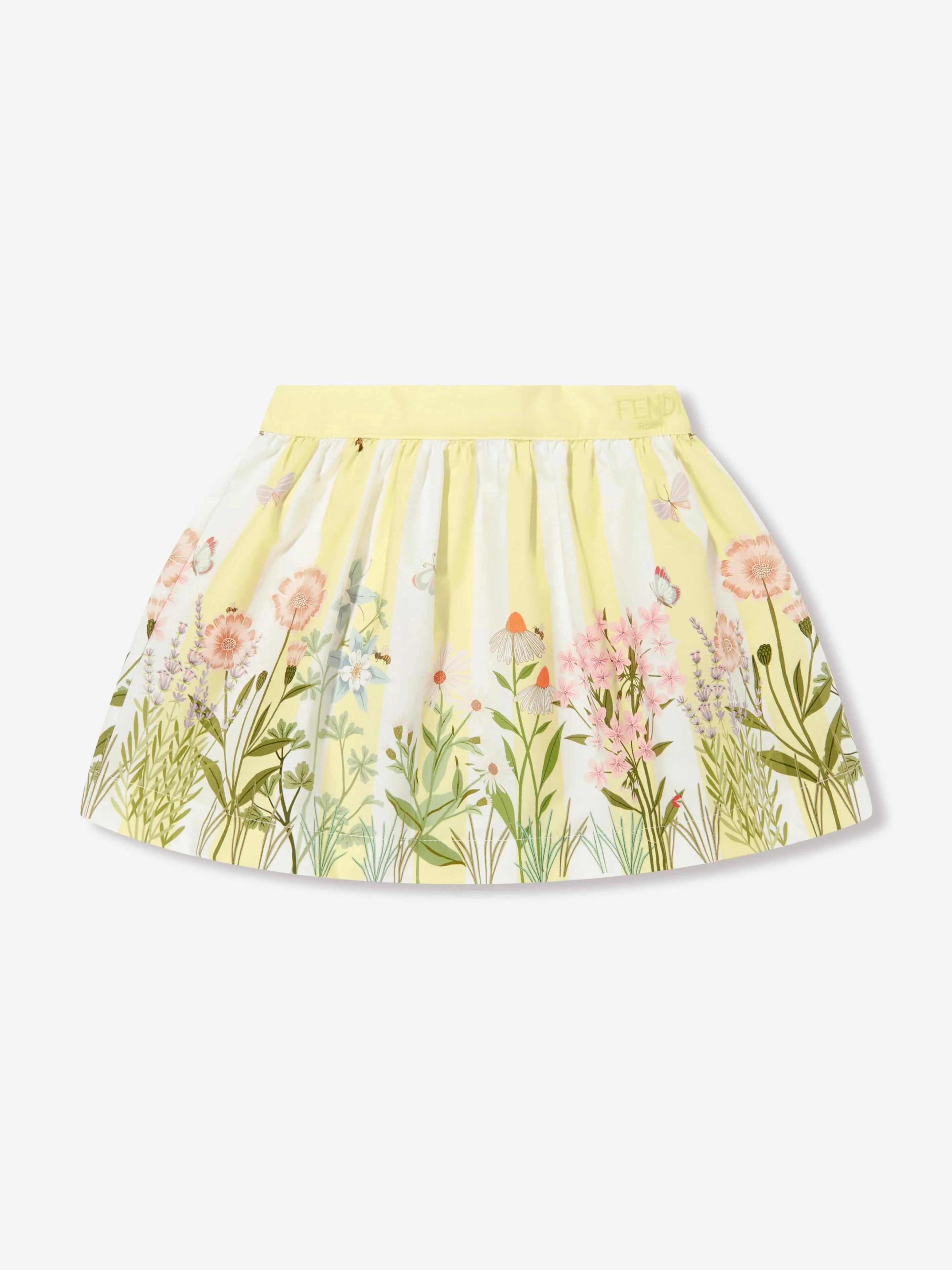 Baby Girls Striped Floral Skirt in Yellow