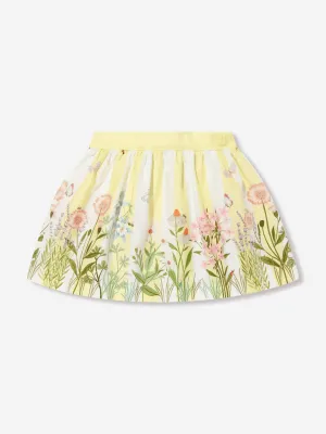 Baby Girls Striped Floral Skirt in Yellow