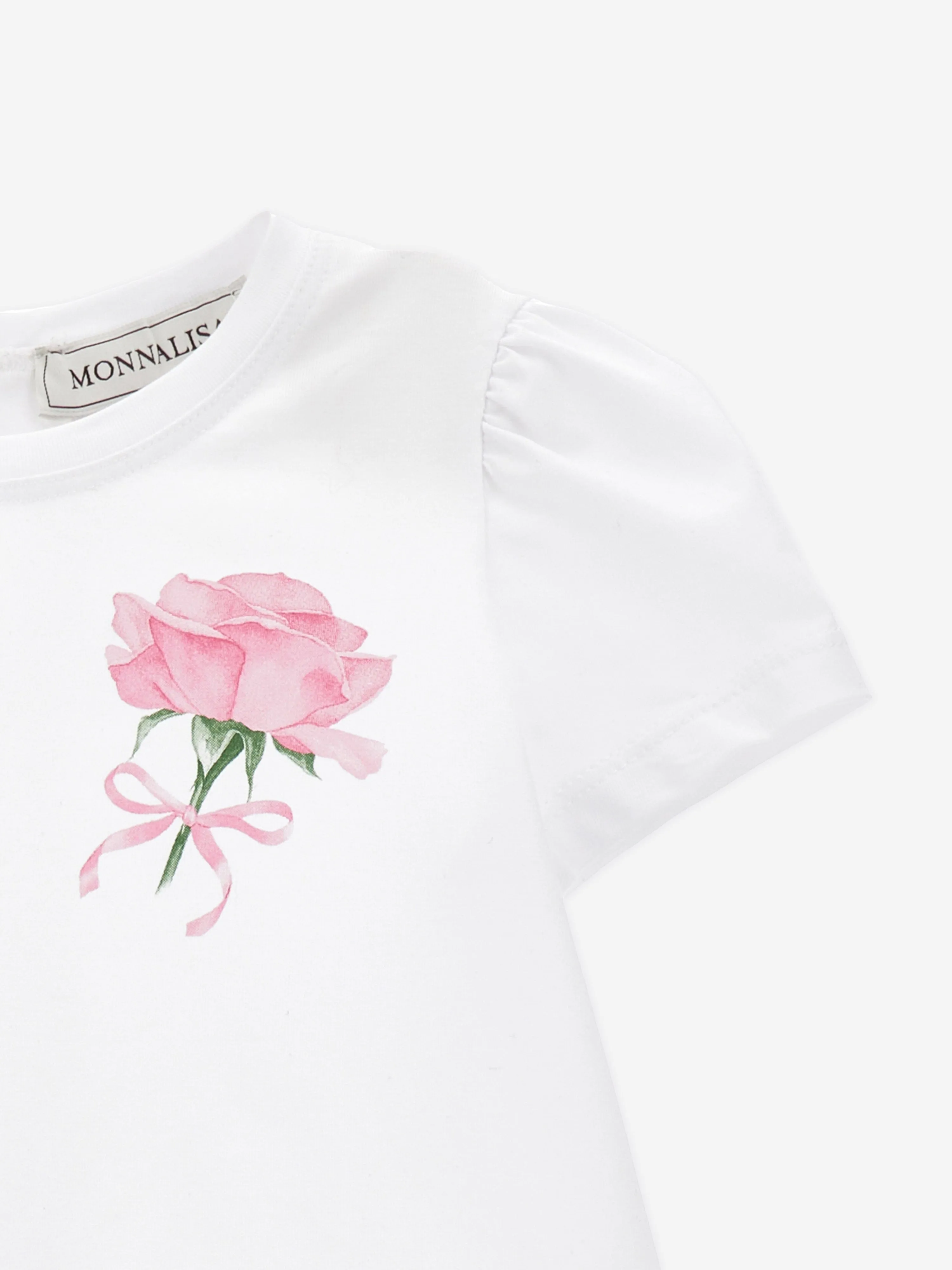 Baby Girls Striped Rose Dress in White