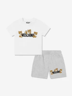Baby Teddy Bear Logo Short Set in Grey