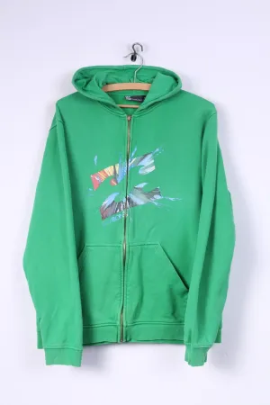 Billabong Mens M Sweatshirt Green Hooded Cotton Jumper Full Zipper