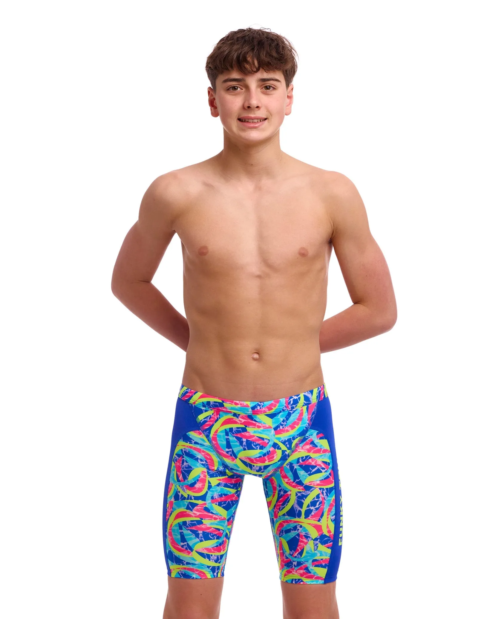 Boys Choppy Waters Swim Training Jammer - Blue/Multi