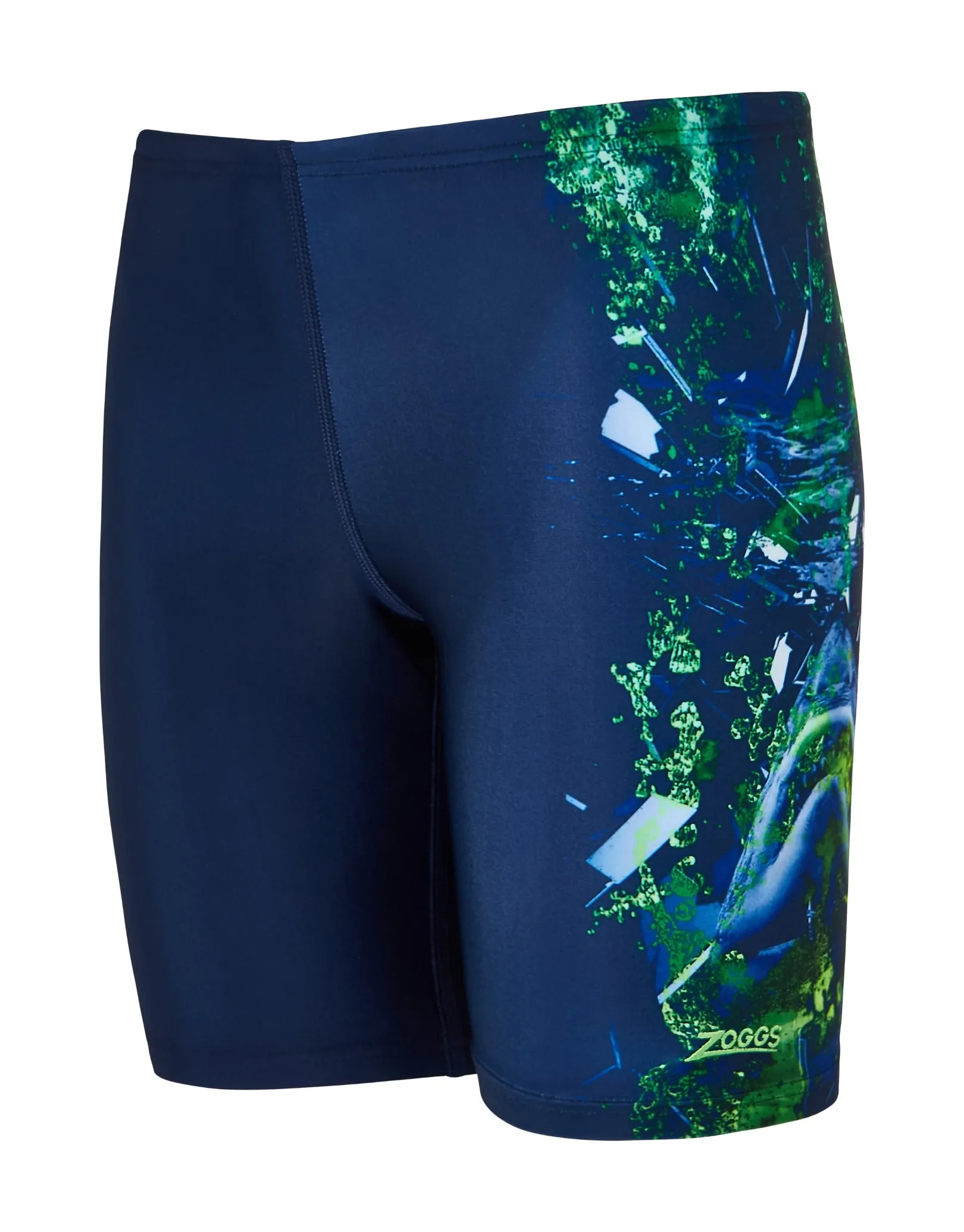 Boys Mako Mid Swim Jammer - Navy/Green