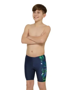 Boys Mako Mid Swim Jammer - Navy/Green
