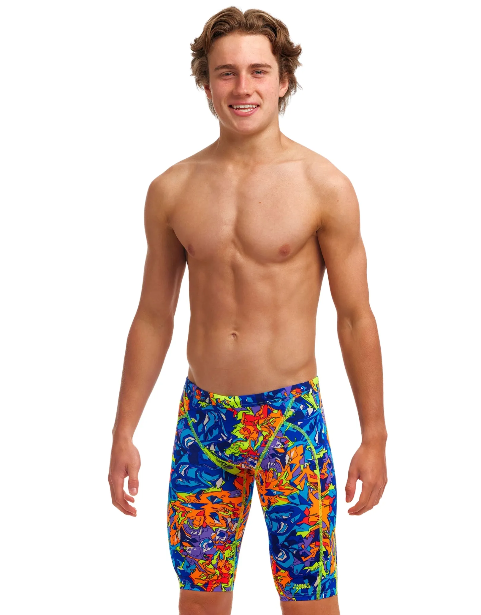 Boys Mixed Mess Training Swim Jammer - Blue/Multi