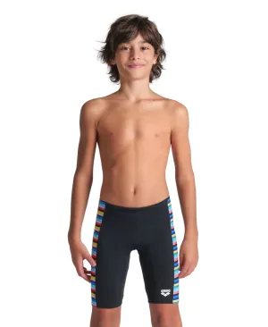 Boys Racing Stripe Swim Jammer - Black/Multi