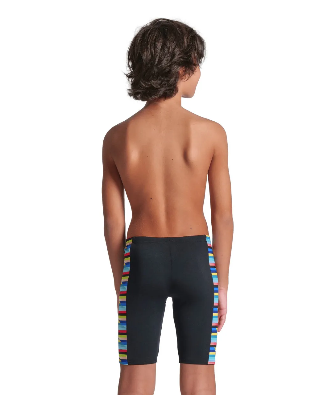 Boys Racing Stripe Swim Jammer - Black/Multi