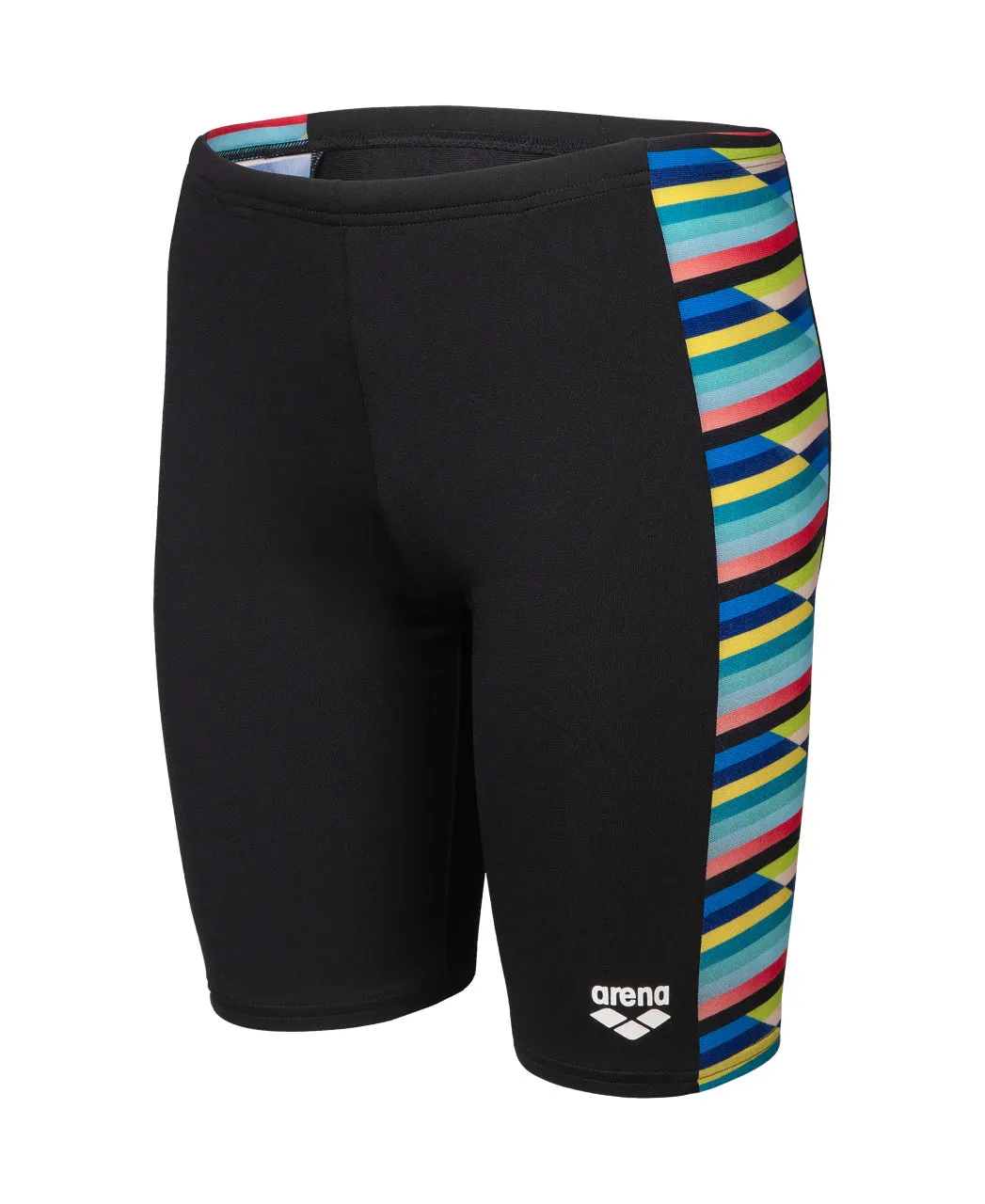 Boys Racing Stripe Swim Jammer - Black/Multi