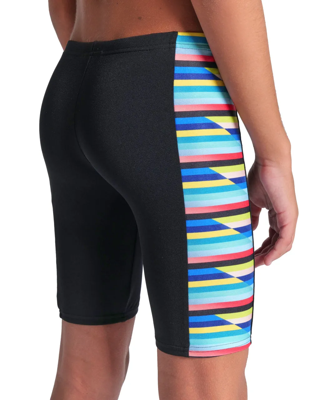 Boys Racing Stripe Swim Jammer - Black/Multi