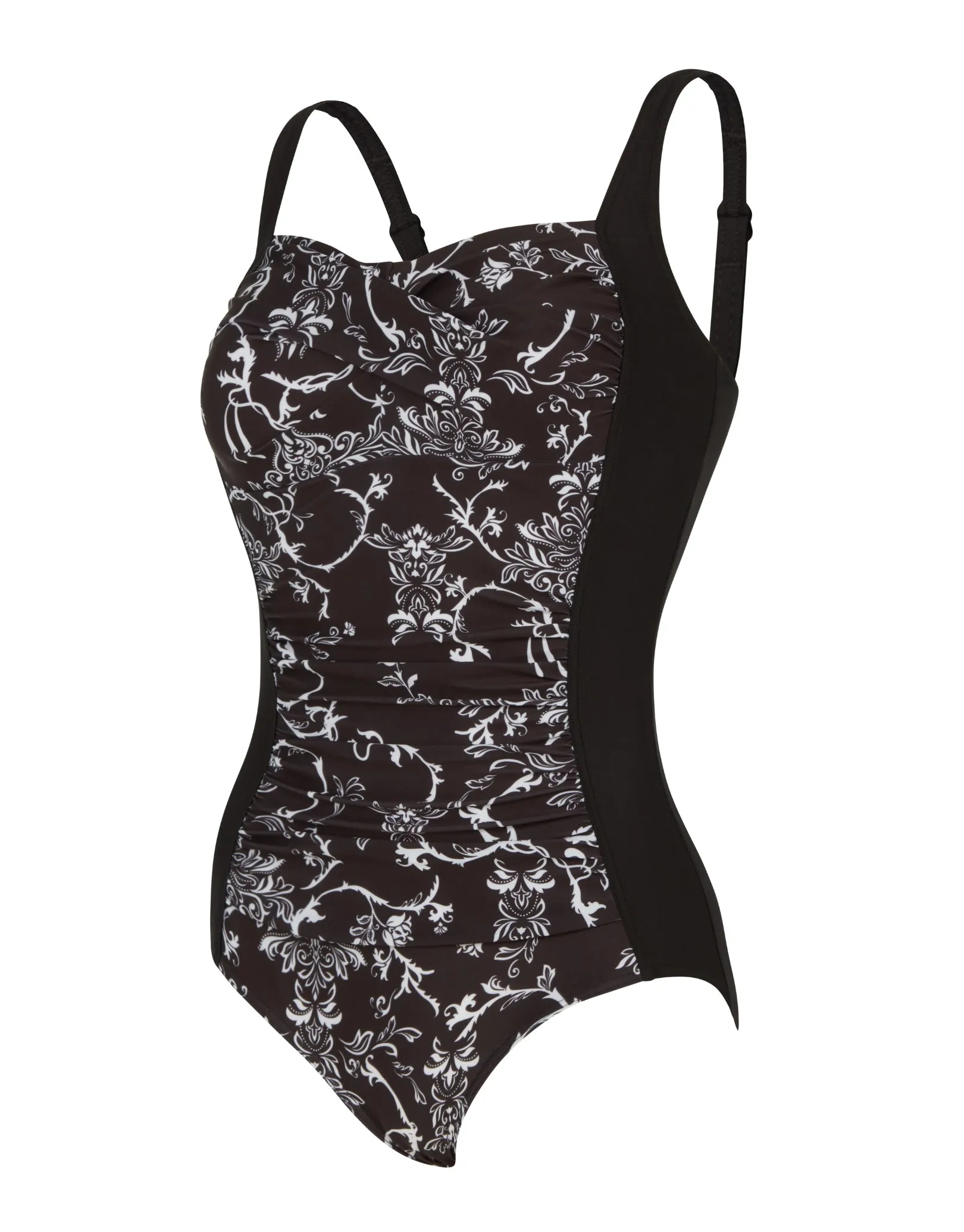 Classique Ruched Front Swimsuit - Black/White