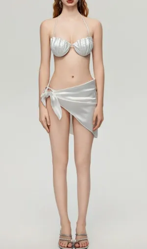 Darrah White Pearl Three-Piece Swimsuit Gloria Lanvin