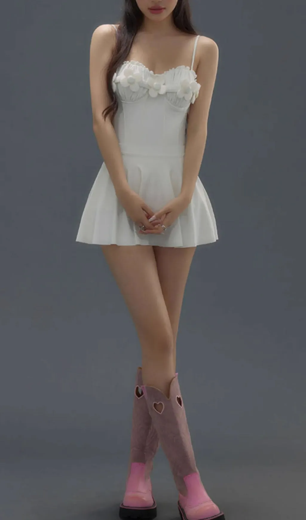 Deance White Flower One-Piece Swimsuit & Skirt Gloria Lanvin