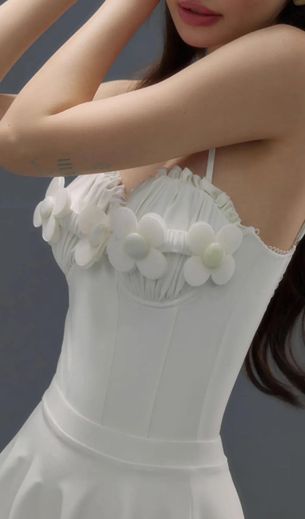 Deance White Flower One-Piece Swimsuit & Skirt Gloria Lanvin