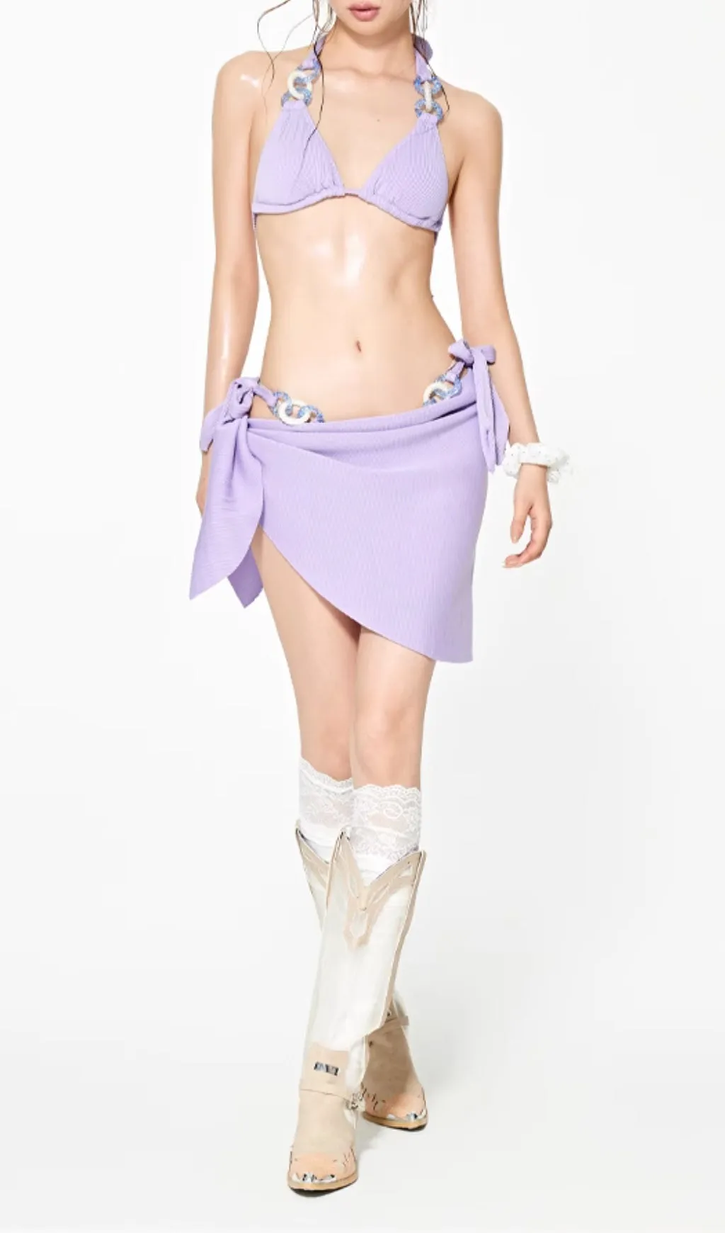 Deren Purple Three-Piece Swimsuit Gloria Lanvin