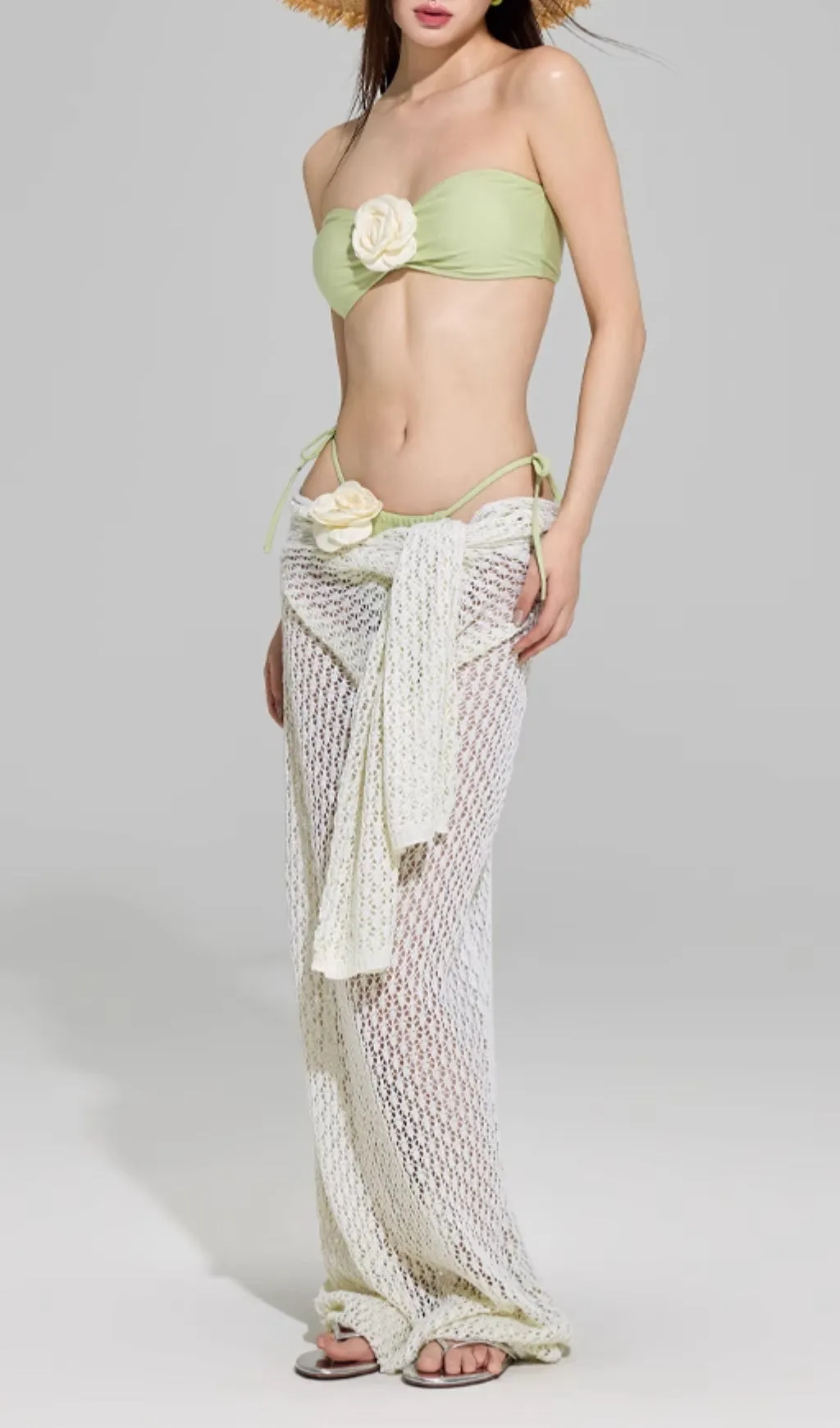 Dillan Green Flower Three-Piece Swimsuit Gloria Lanvin