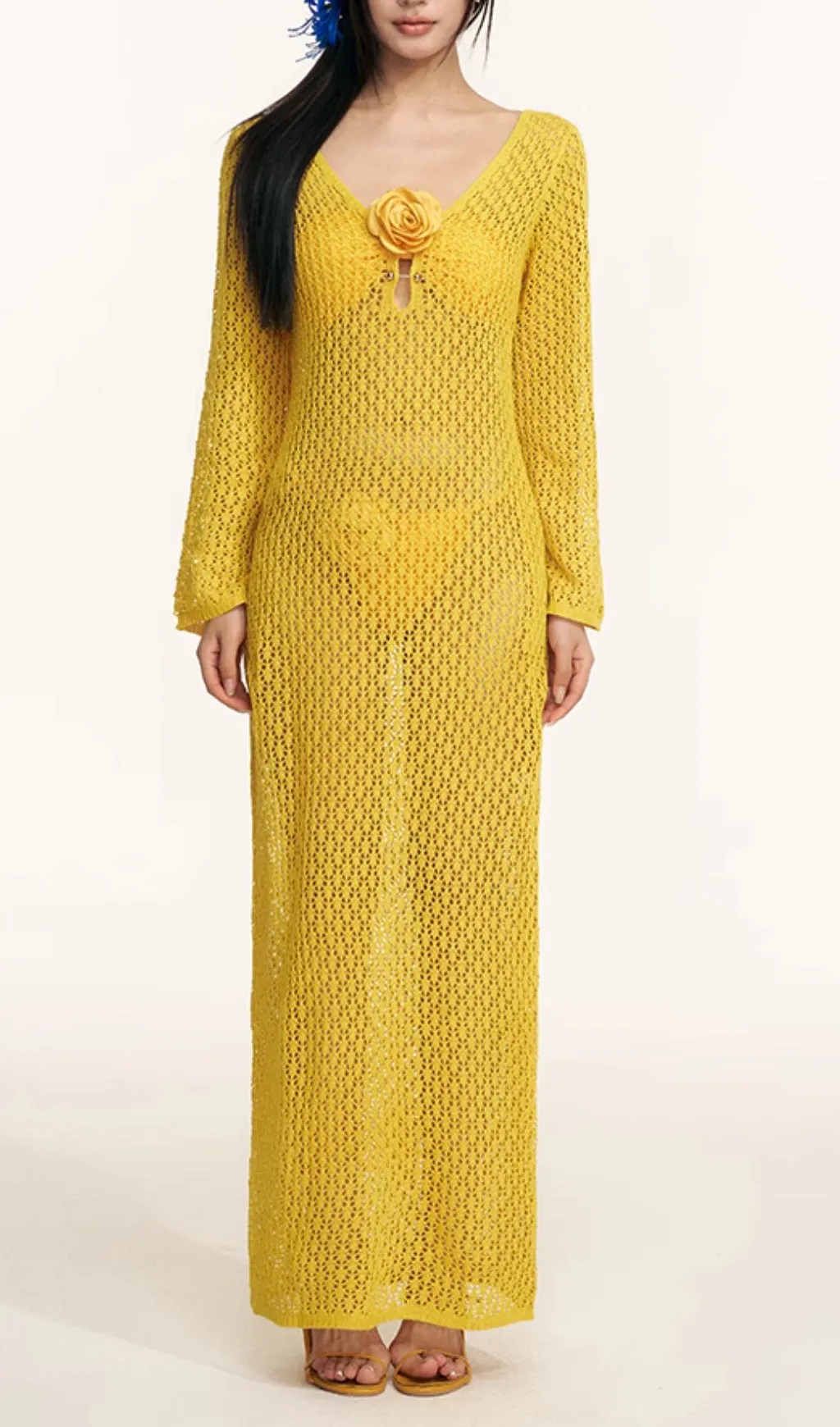 Dillan Yellow Flower Three-Piece Swimsuit Gloria Lanvin