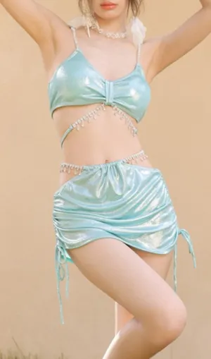 Dorcas Mint Crystal Three-Piece Swimsuit Gloria Lanvin