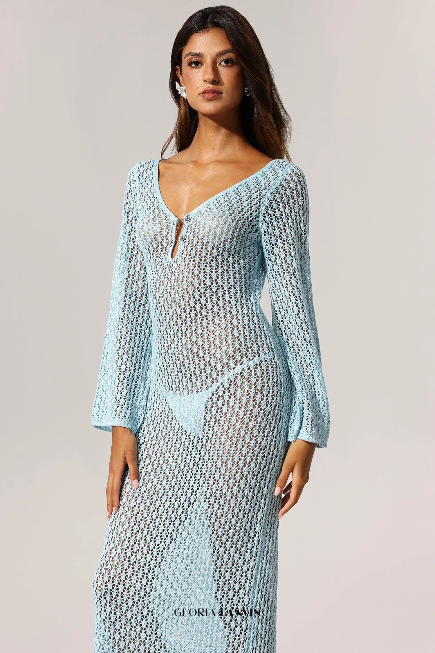 Ellyson Long Sleeves Hollow Out Maxi Dress Gloria Lanvin