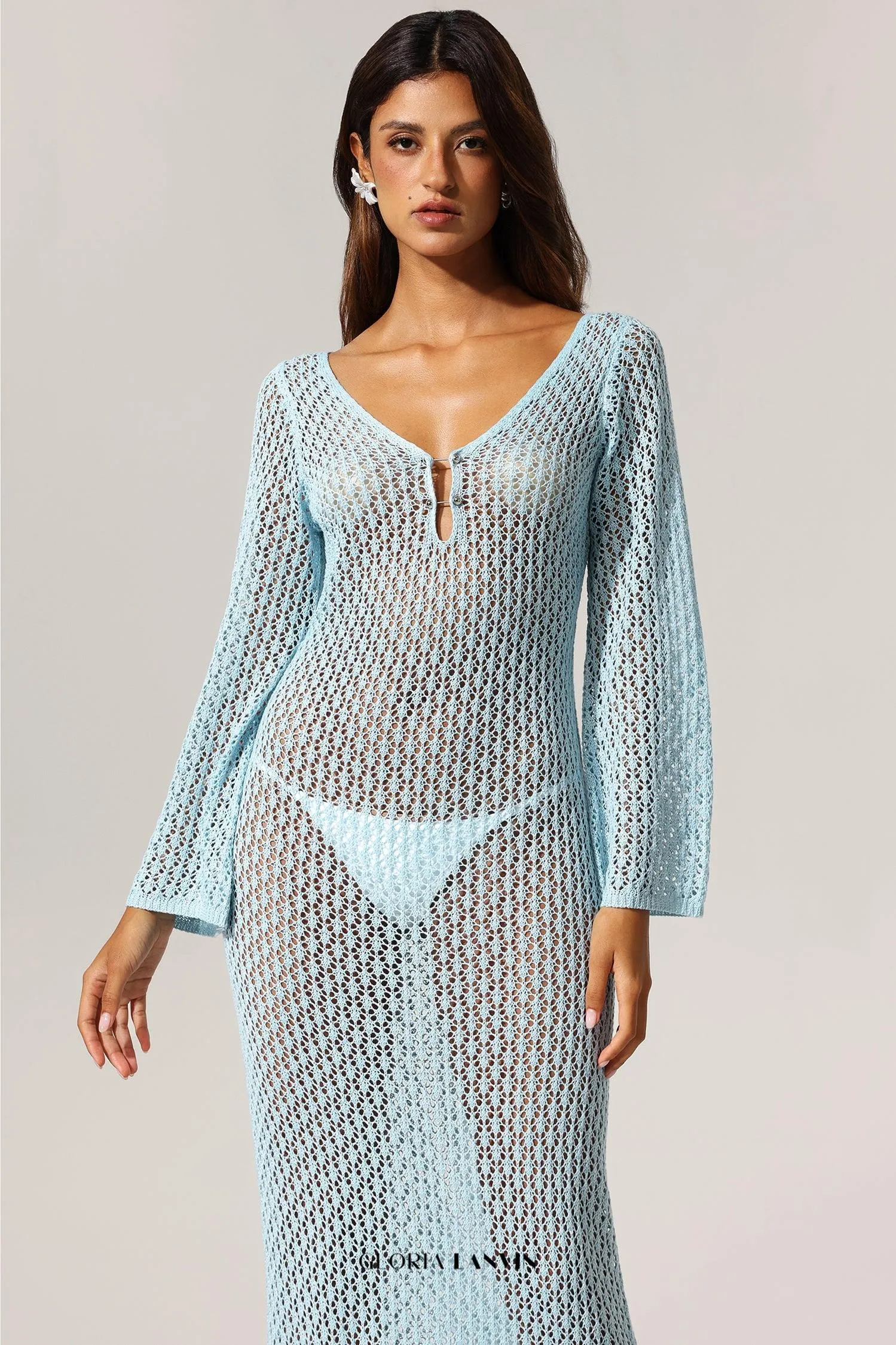Ellyson Long Sleeves Hollow Out Maxi Dress Gloria Lanvin
