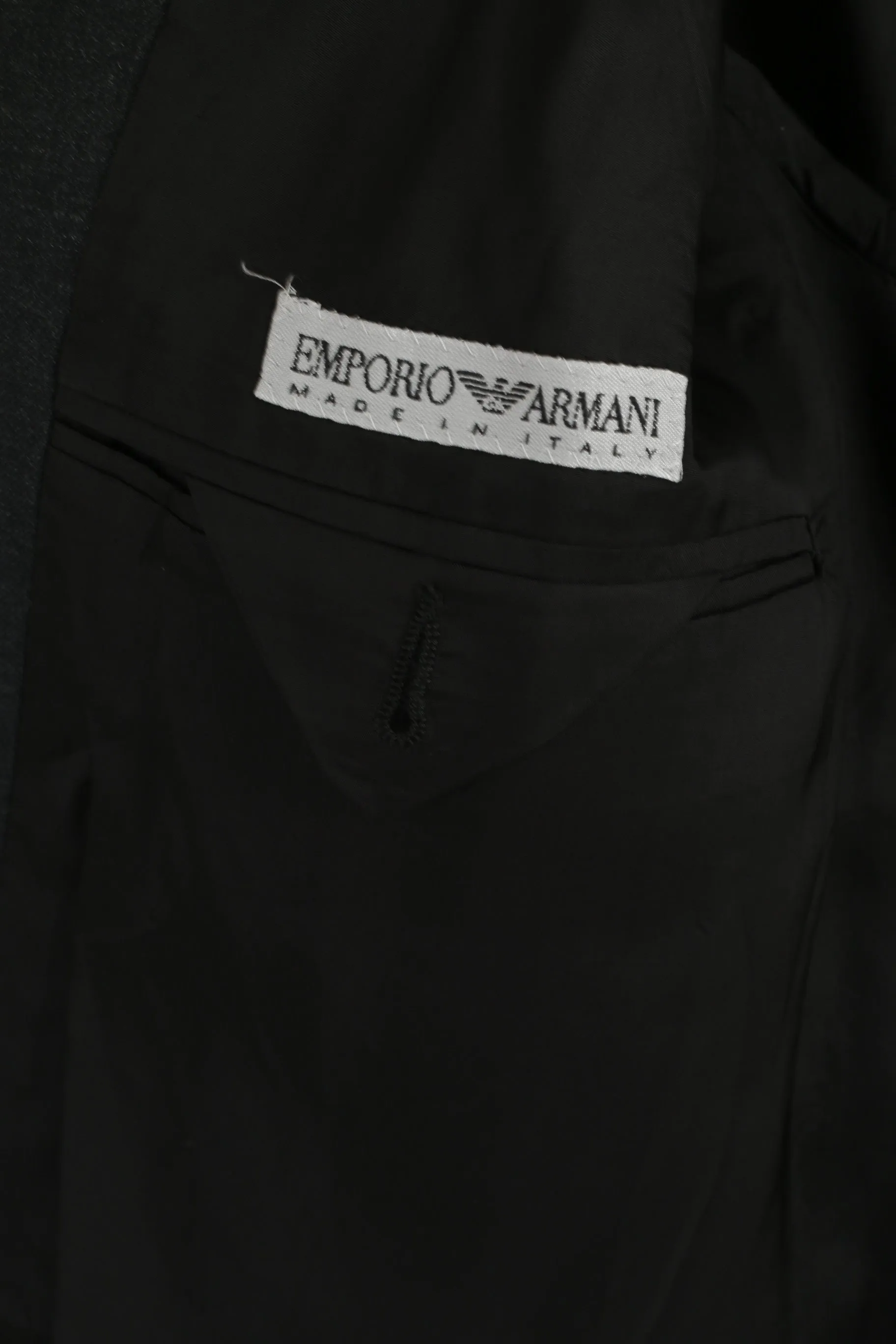 Emporio Armani Men 54 44 Blazer Charcoal Vintage Single Breasted Made in Italy Jacket