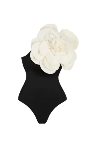 EXAGGERATED 3D FLOWER ONE PIECE SWIMSUIT IN BLACK Gloria Lanvin