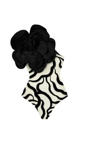 EXAGGERATED 3D FLOWER PRINTED ONE PIECE SWIMSUIT Gloria Lanvin