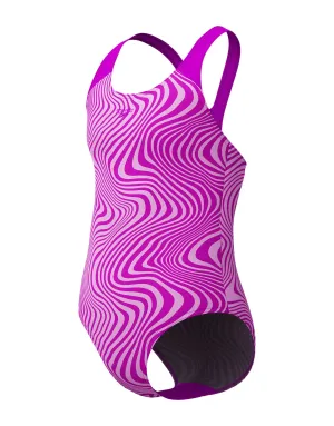 Girls Digital Allover Splashback Swimsuit - Pink