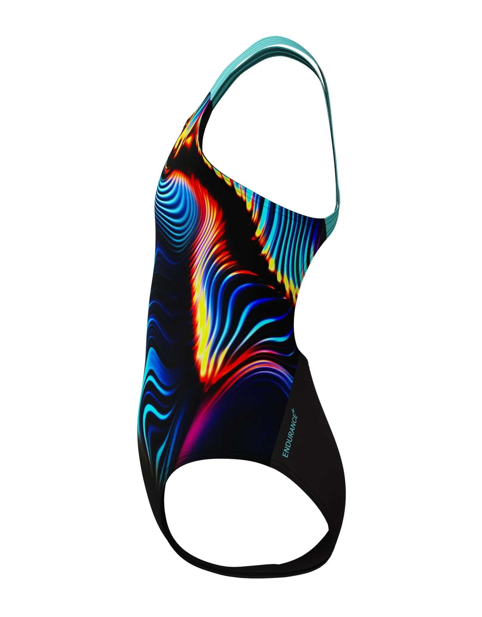 Girls Digital Placement Powerback Swimsuit - Black/Blue