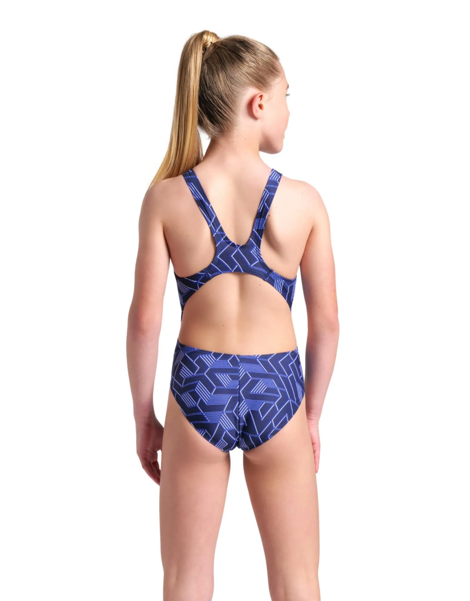 Girls Escape Tech Back Swimsuit - Navy Team