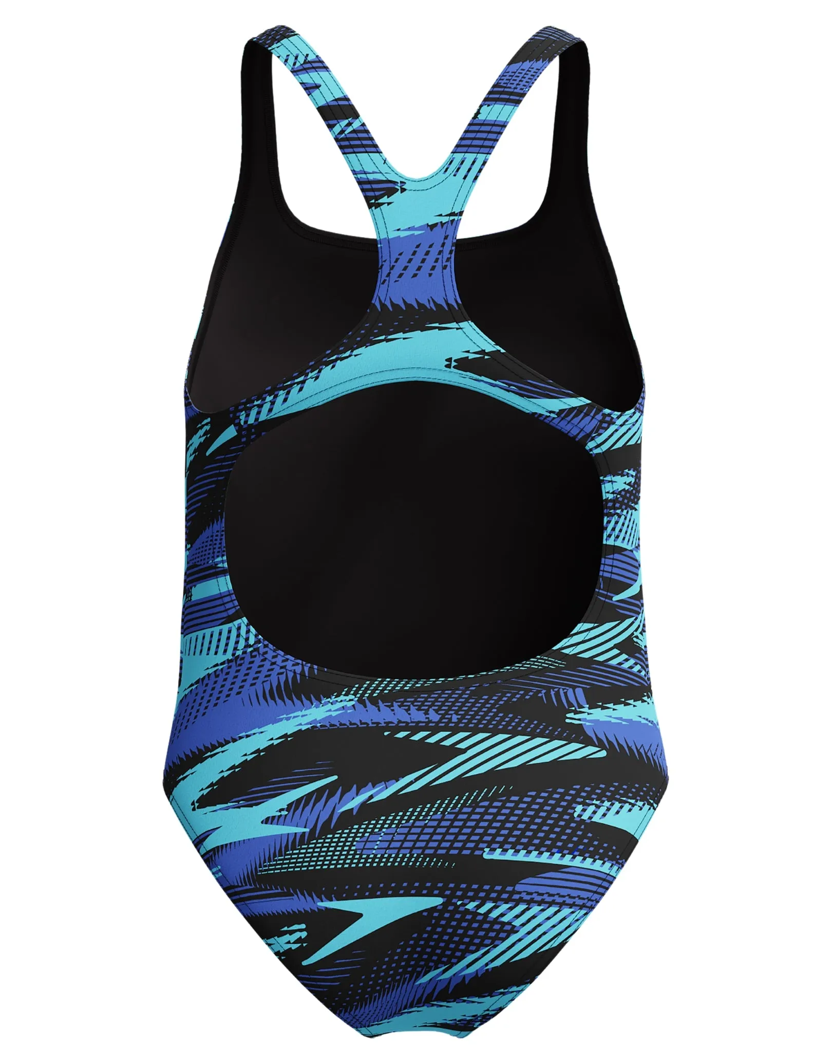 Girls HyberBoom Allover Printed Medalist Swimsuit - Black/Blue