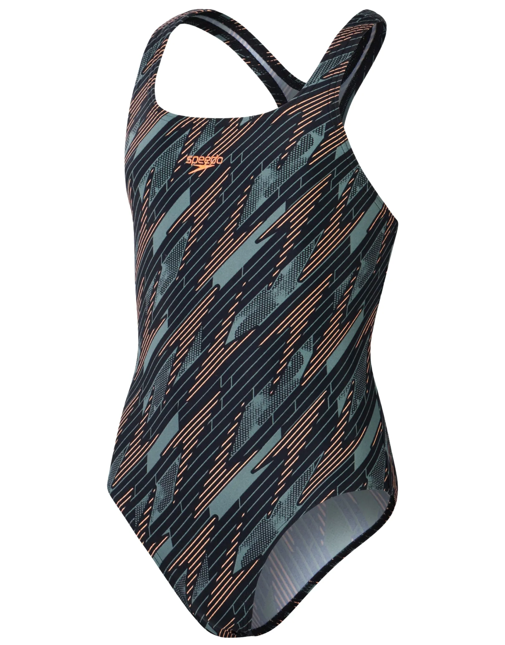Girls Hyperboom Allover Medalist Swimsuit - Black/Green