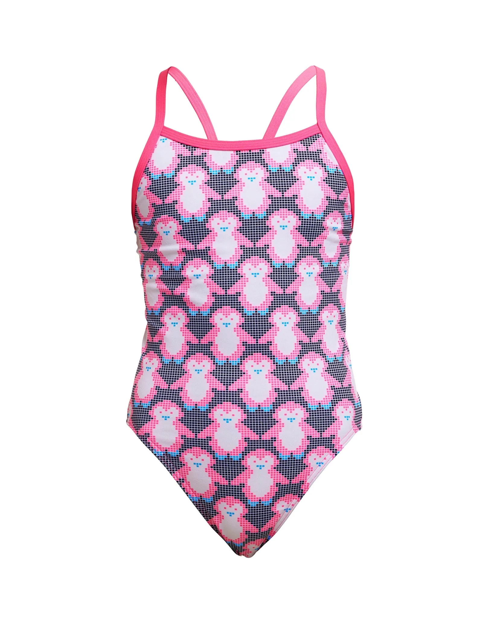 Girls Pen Guy Single Strap Swimsuit - Pink/Black