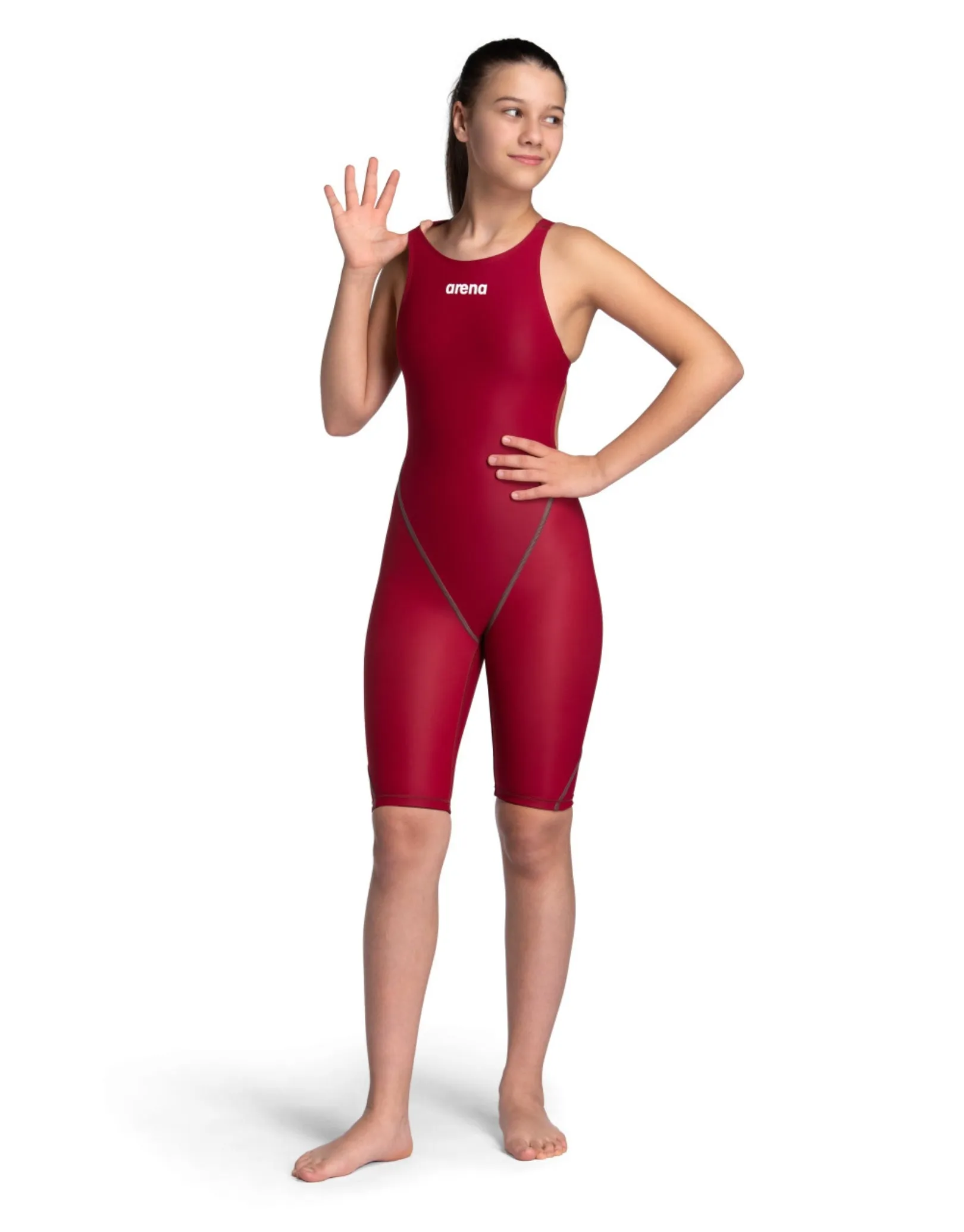 Girls Powerskin ST NEXT Open Back - Deep Red