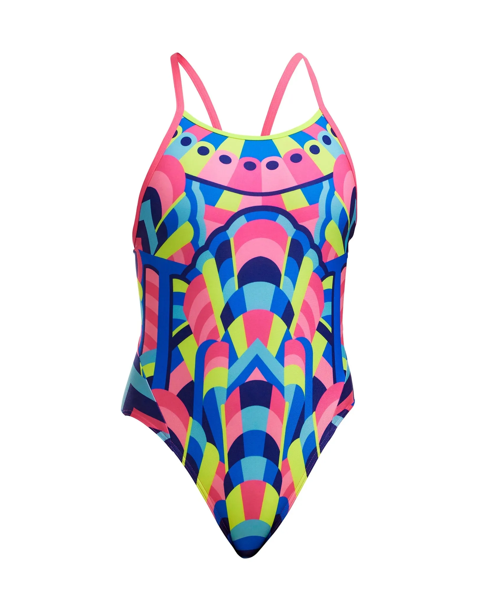 Girls Princess Pageant Diamond Back Swimsuit - Multi