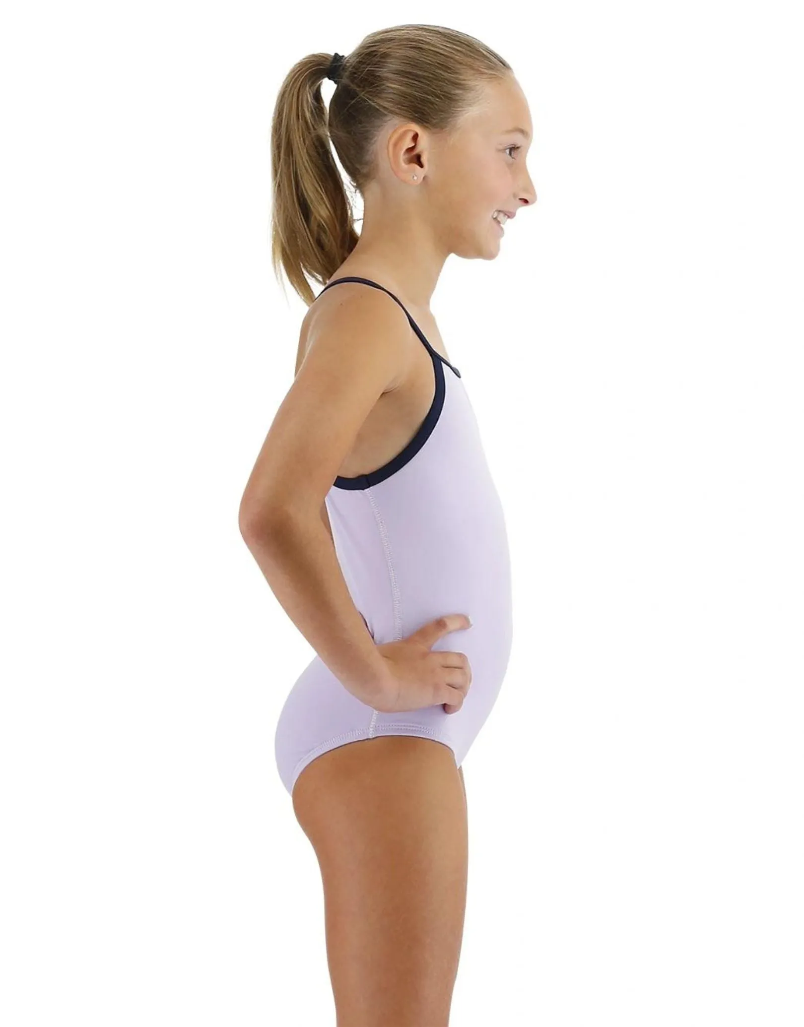 Girls Solid Durafast Elite Addy DiamondFit Swimsuit - Lavender