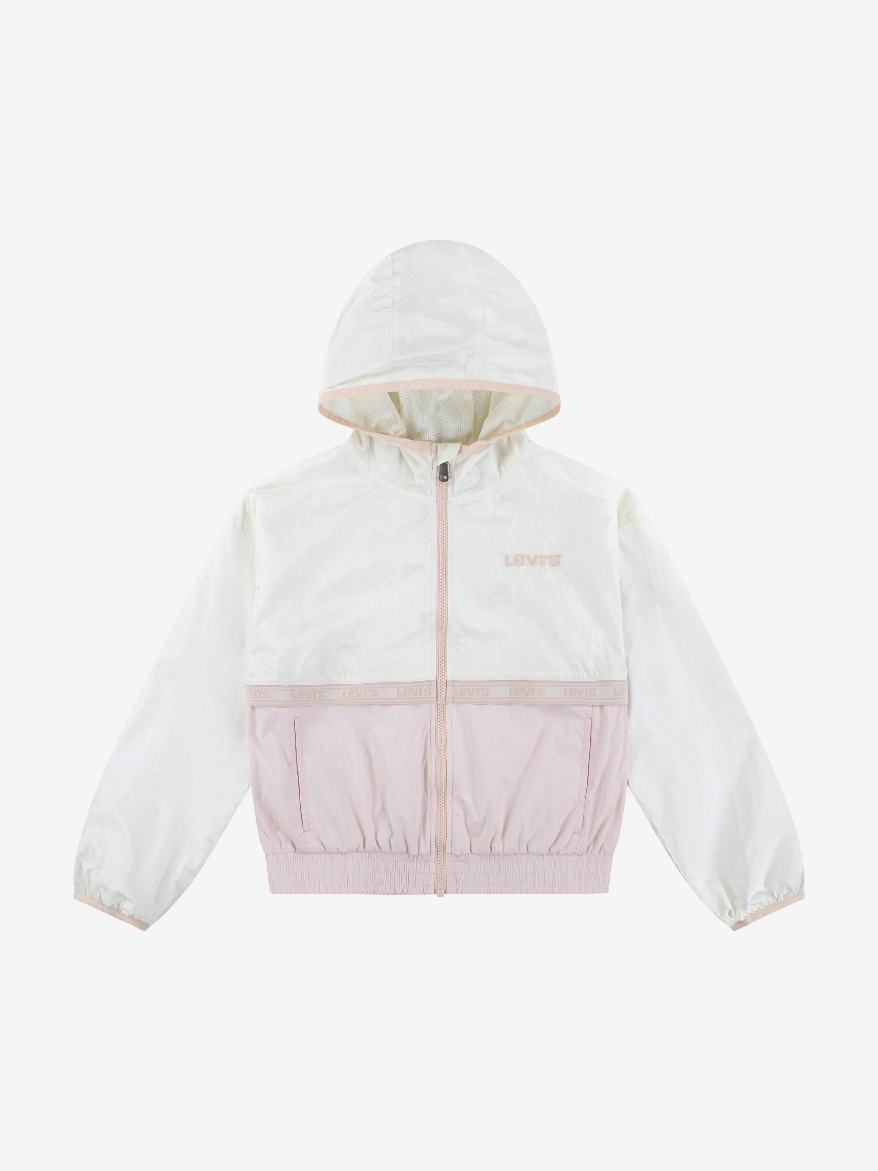 Girls Tape Detailed Colourblock Jacket in Ivory