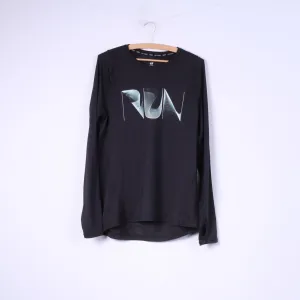 H&M Sport Running Mens M Shirt Long Sleeve Black Sportswear Top