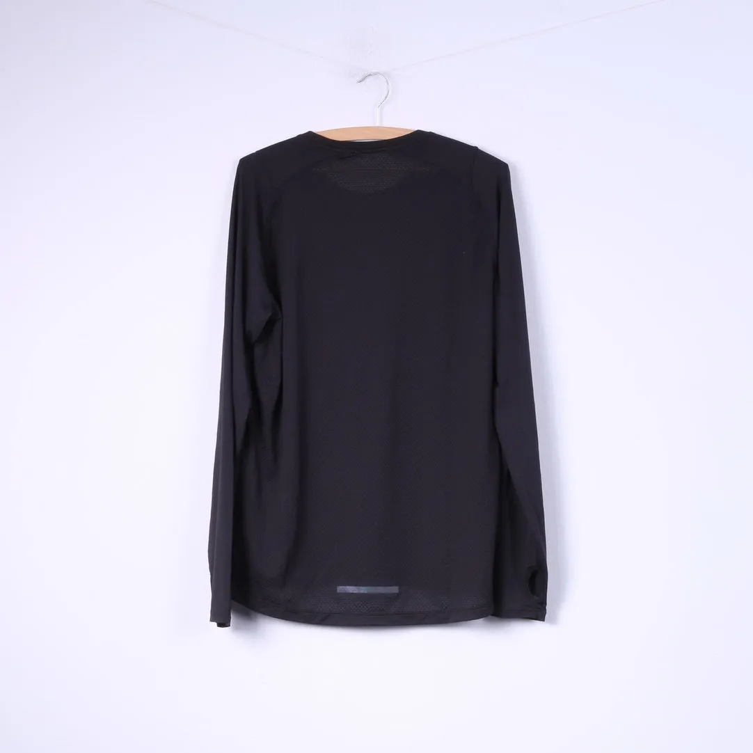 H&M Sport Running Mens M Shirt Long Sleeve Black Sportswear Top