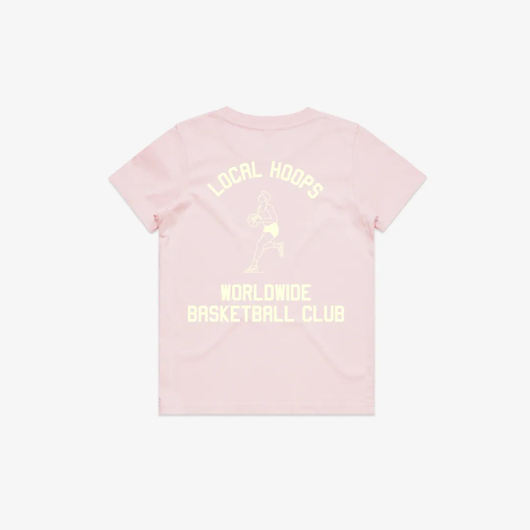 Kids Pink Worldwide Basketball Club Tee LOCAL HOOPS