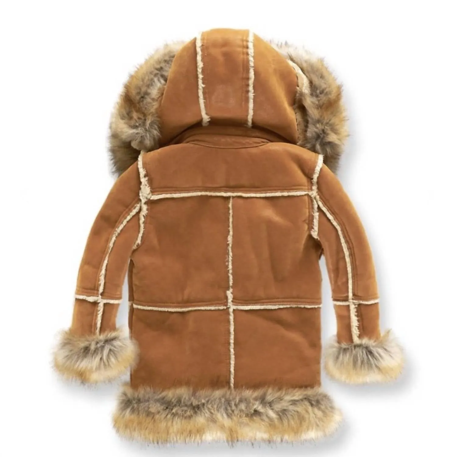Kids Shearling Coat In Cognac