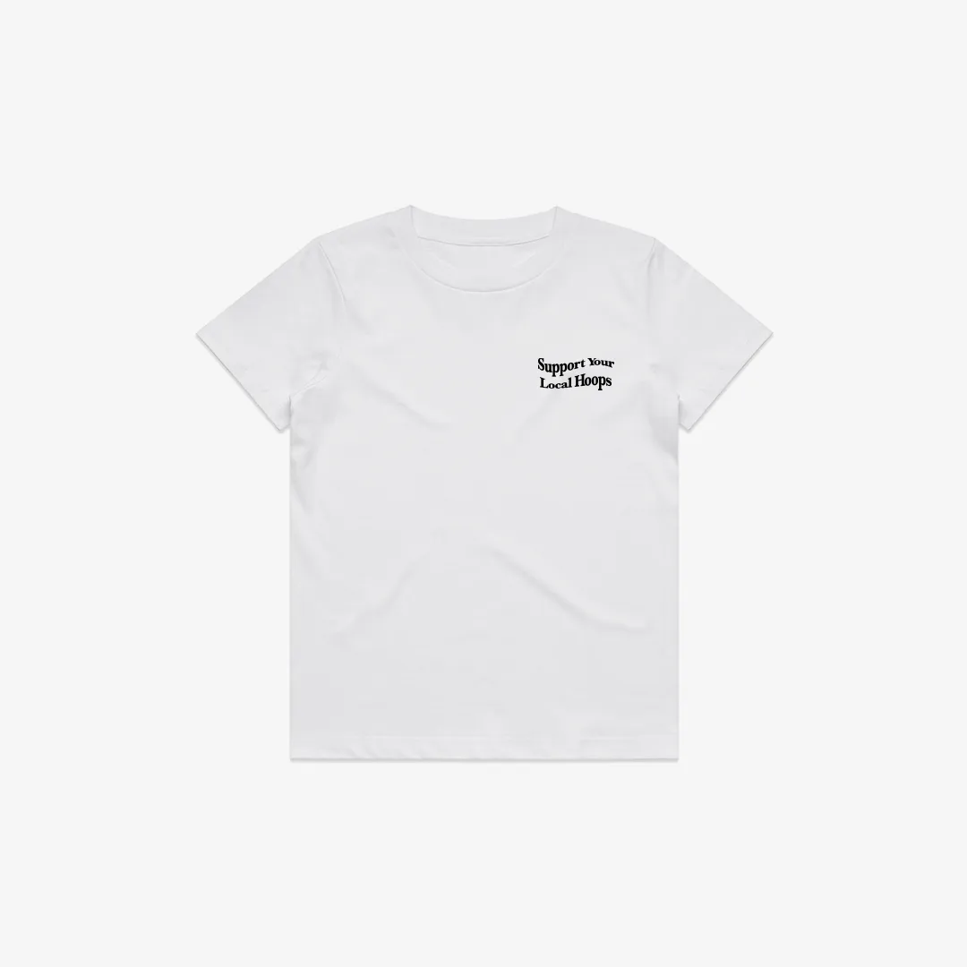 Kids White Backboard Tee LOCAL HOOPS