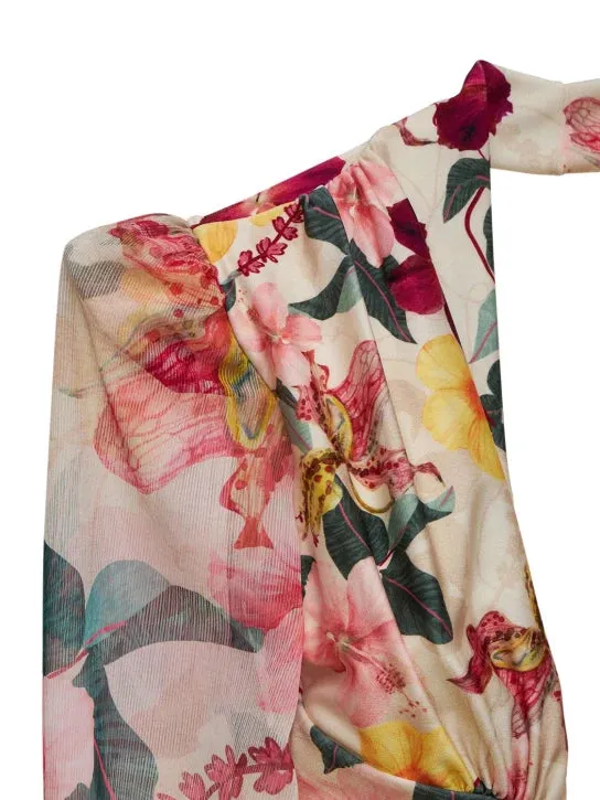 LONG SLEEVE CUTOUT FLORAL PRINT ONE PIECE SWIMSUIT Gloria Lanvin