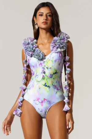 Loyisa Halter V-Neck Floral Printed Tassel Swimwear And Skirt Two-Piece Set Gloria Lanvin
