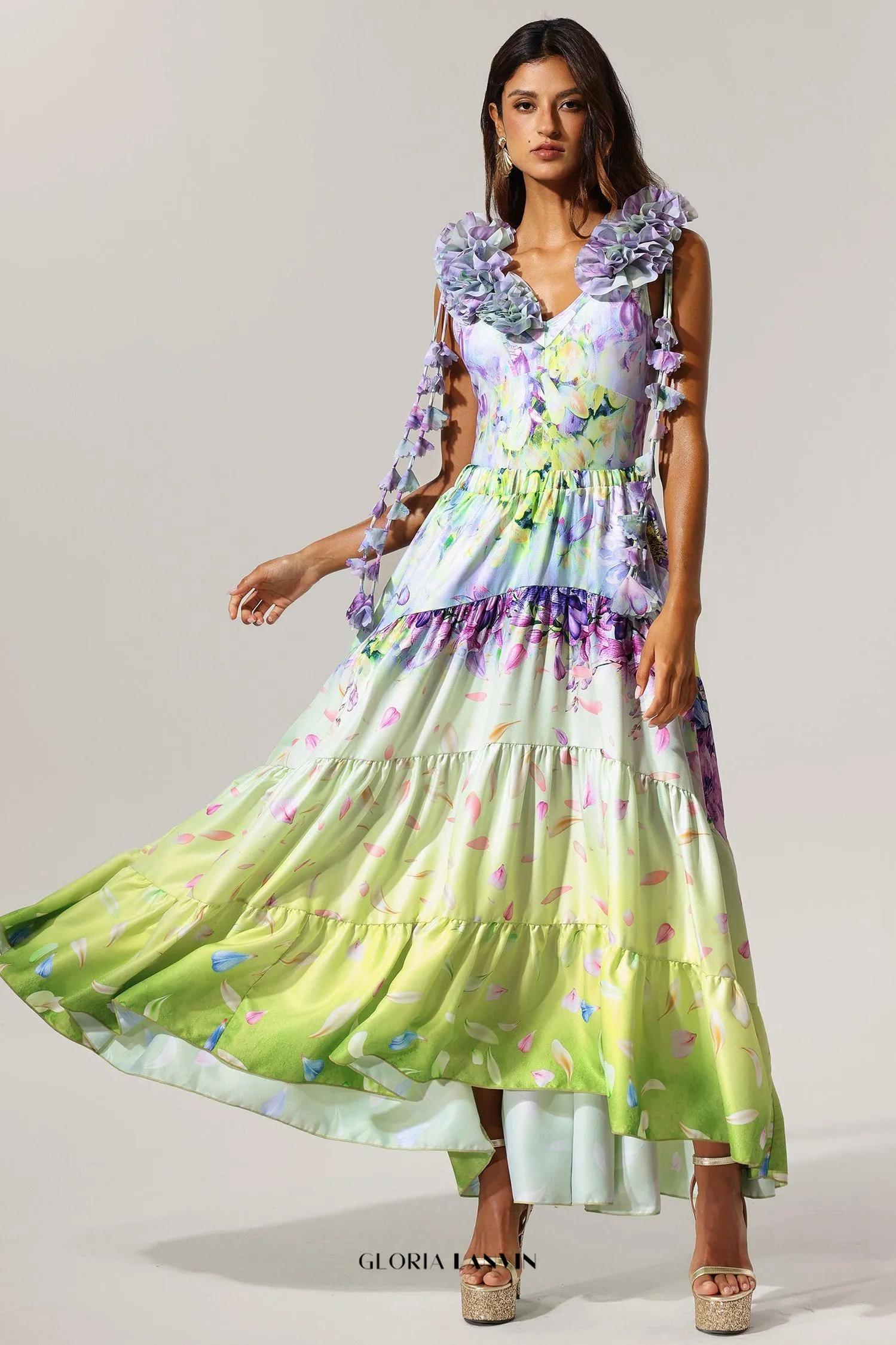 Loyisa Halter V-Neck Floral Printed Tassel Swimwear And Skirt Two-Piece Set Gloria Lanvin